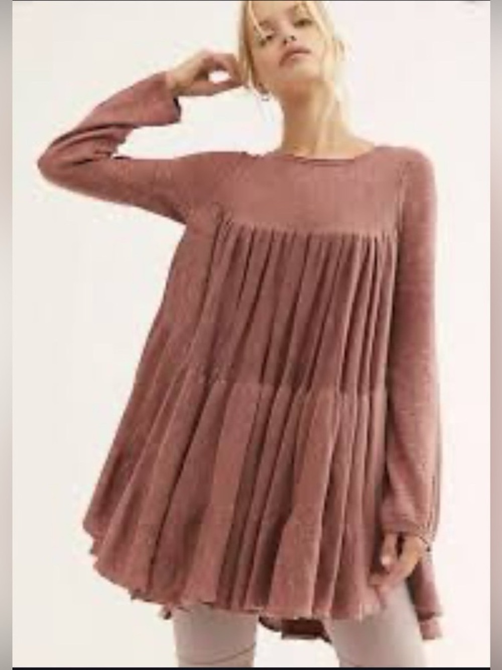 Free People Rose Mauve Long Sleeve Doll Dress Size/XS